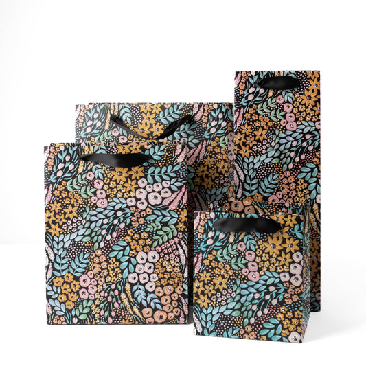 Black Floral Gift Bag: Small