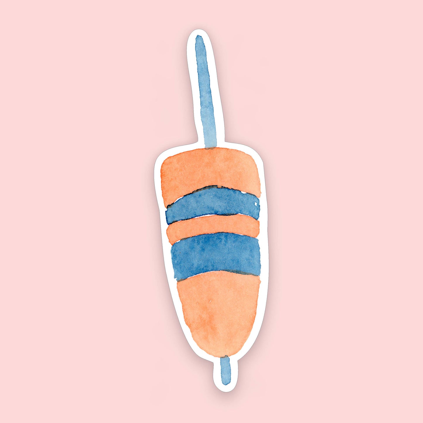 Orange and Blue Buoy Sticker | Coastal Sticker | 1" x 3"