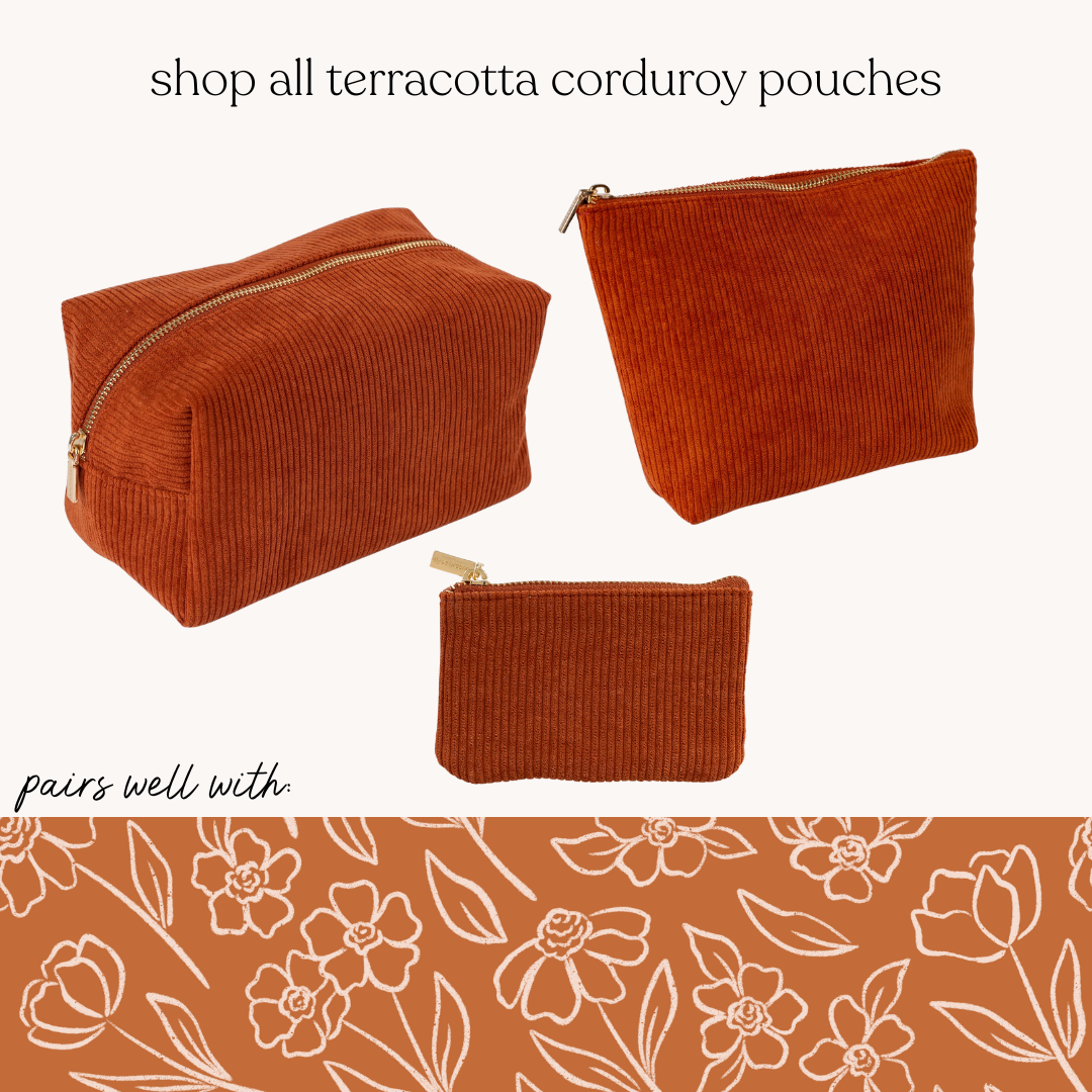 Terracotta Corduroy Coin Pouch