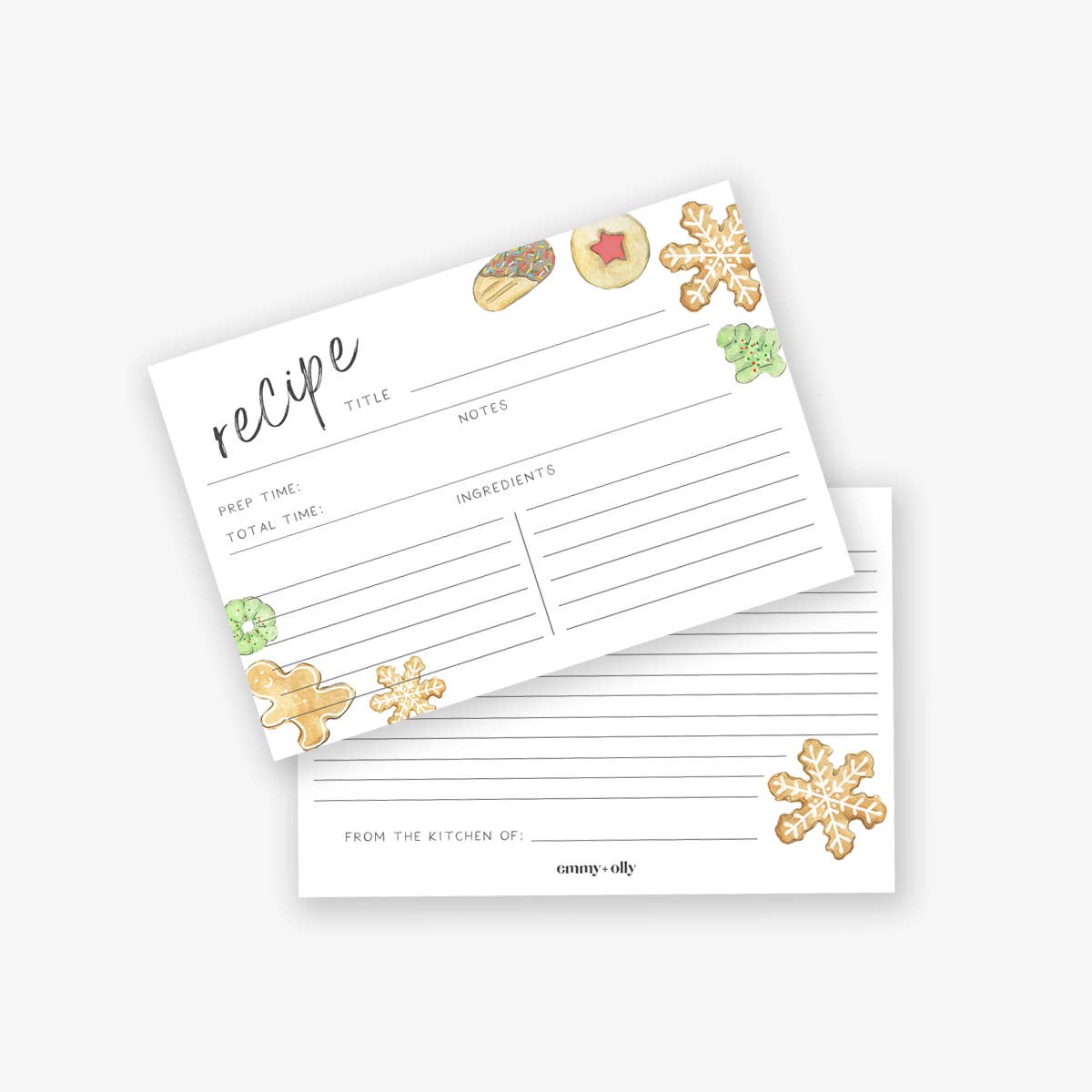 Holiday Cookie Recipe Cards - Set of 10 Recipe Cards