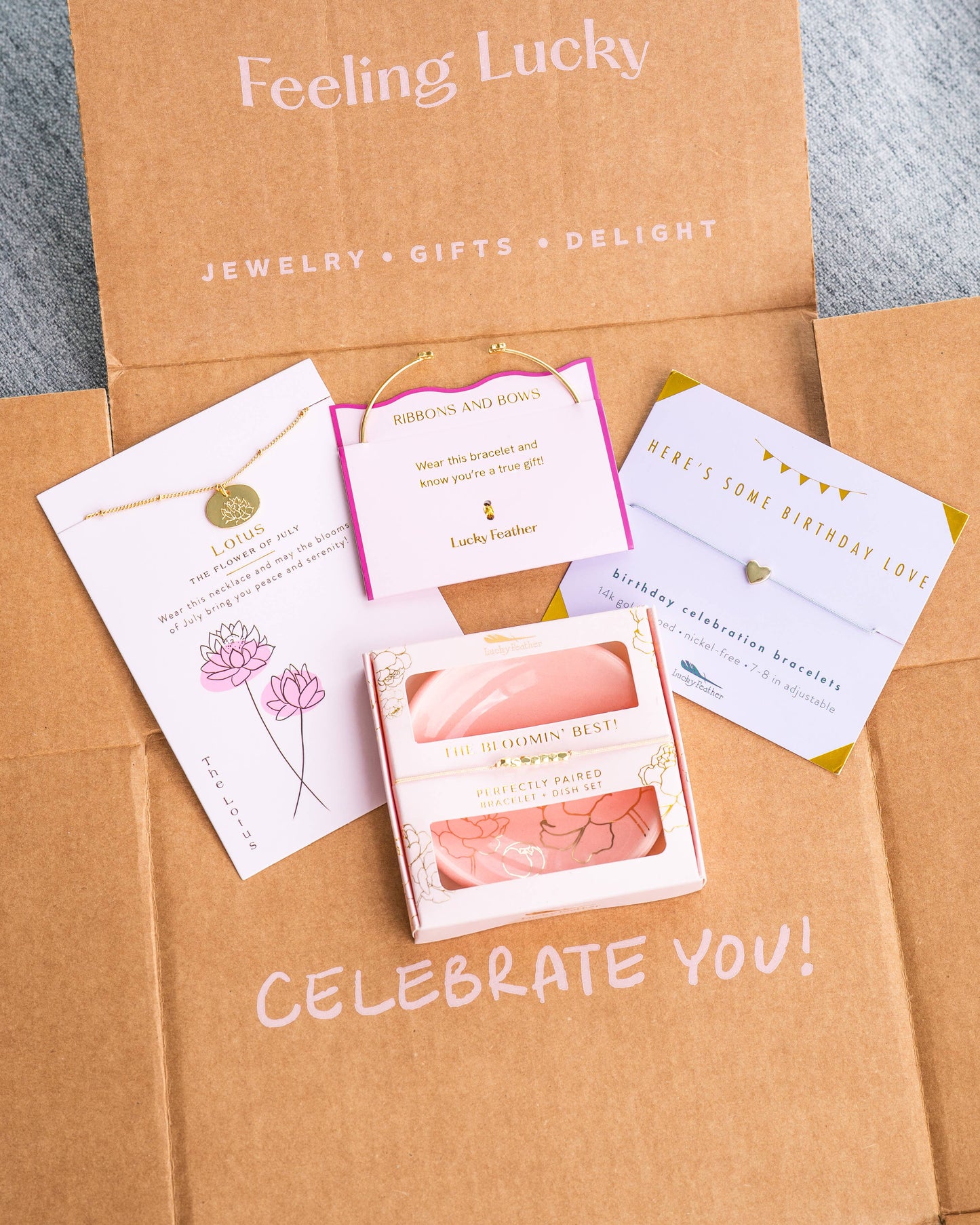 Birthday Bracelet + Envelope - 'Here's Some Birthday Love!': Yellow Gold