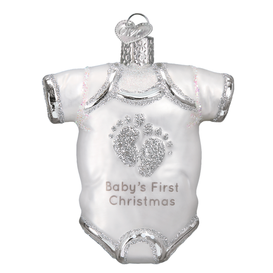 White Baby Onesie Ornament: 32340 / 12_8_6_10_S / 3.25 X 2.75 X 1