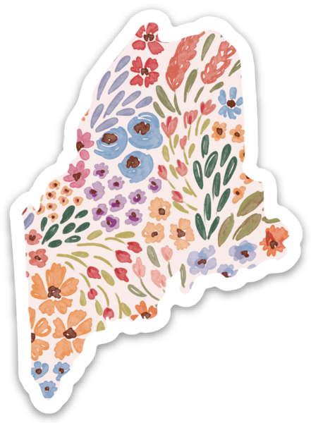 Maine Floral State Sticker, 3x3 in.: Sunny Poppies