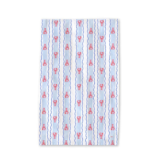 Lobster Striped Tea Towel - Coastal Summer Kitchen Tea Towel