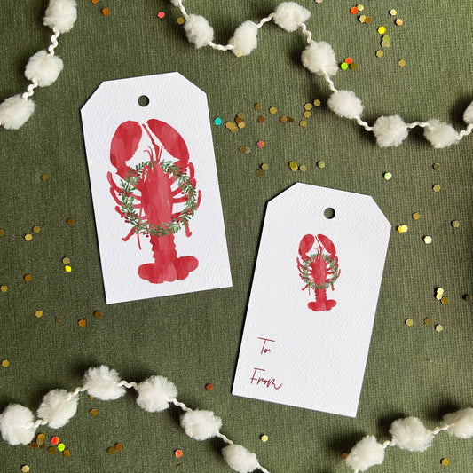 Holiday Lobster Gift Tag, Set of 8 | Maine Christmas Lobster - kennedy and co