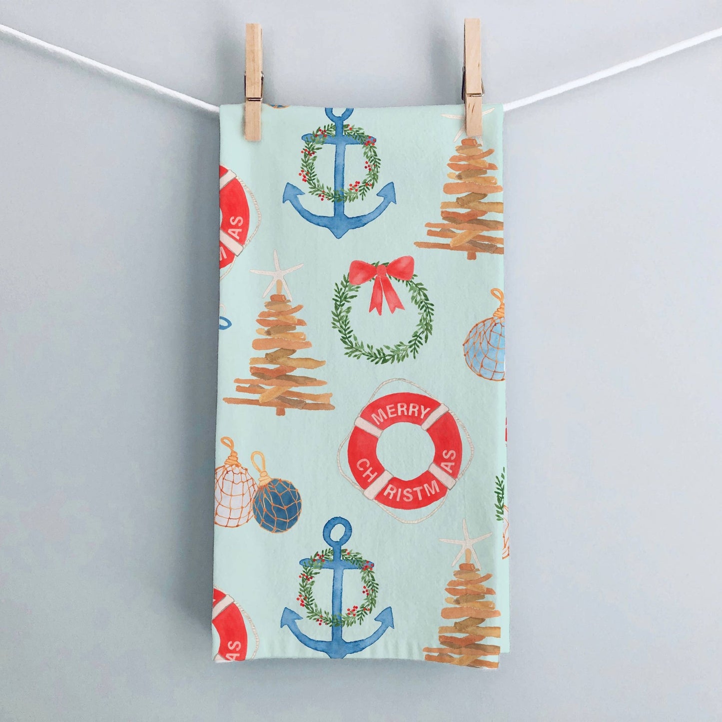Coastal Christmas Tea Towel | Coastal Holiday Dish Towel - kennedy and co