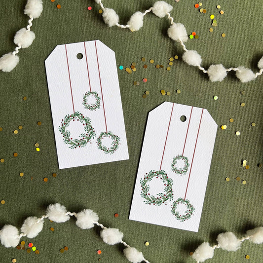 Mini Wreaths Holiday Gift Tag | Watercolor Wreath Tags - kennedy and co