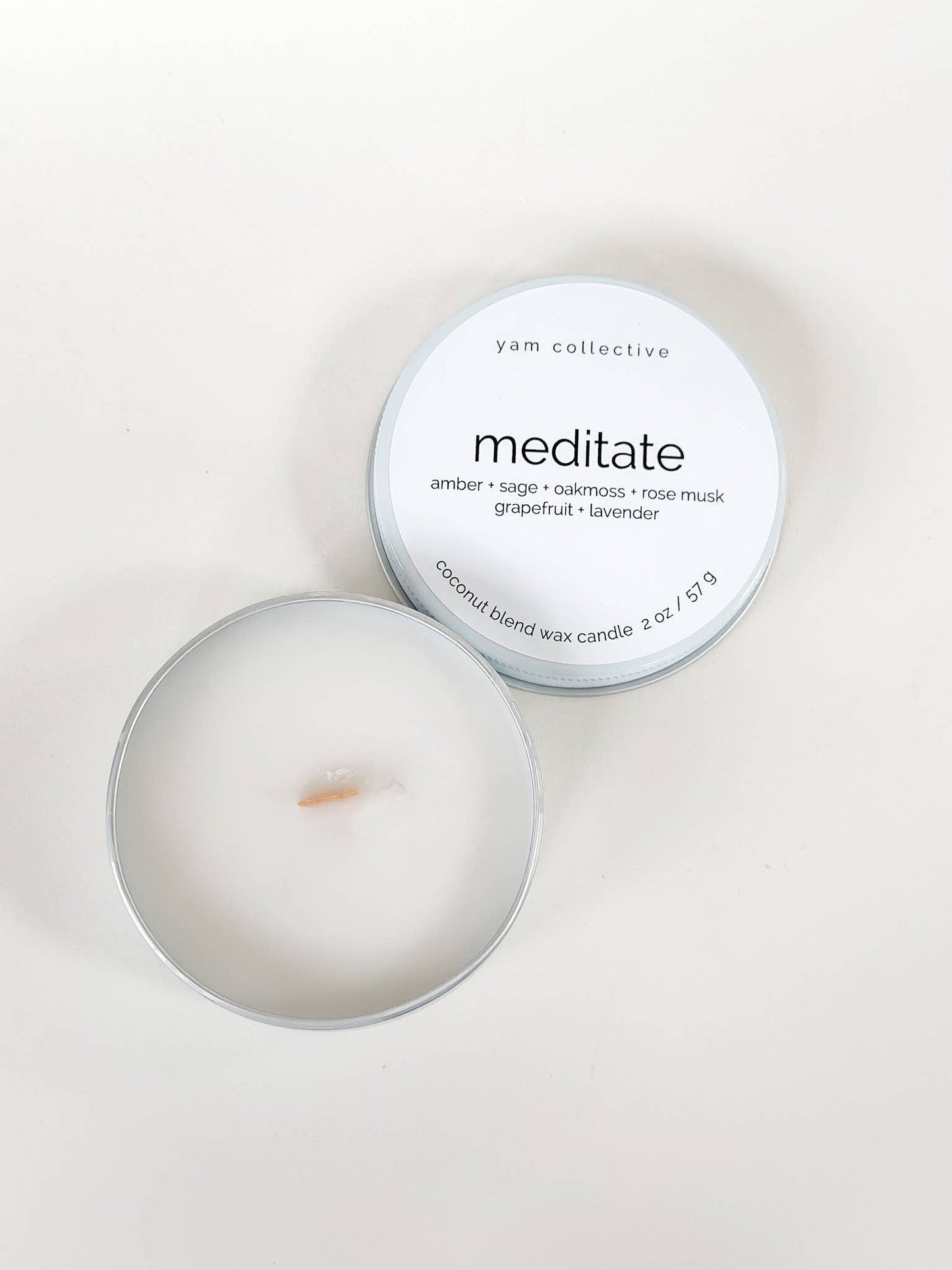 Meditate - 2 oz Oakmoss + Amber Travel Tin Candle