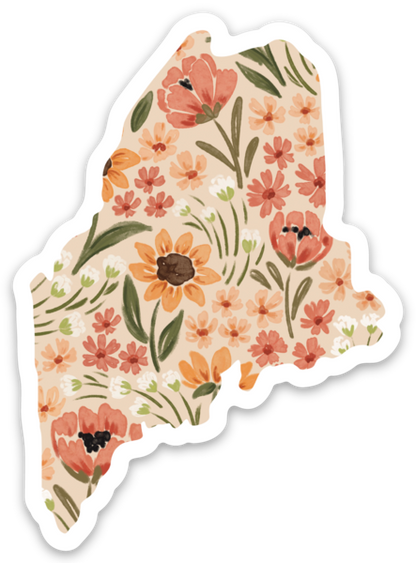 Maine Floral State Sticker, 3x3 in.: Sunny Poppies