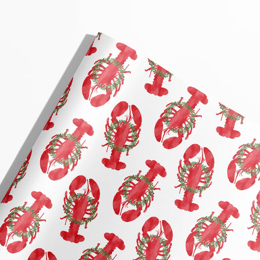 Holiday Lobster Gift Wrap | Coastal Christmas Lobster Wrap