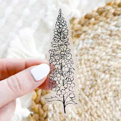 July Birth Month Flower: Larkspur Sticker, 1.2x3.5in.