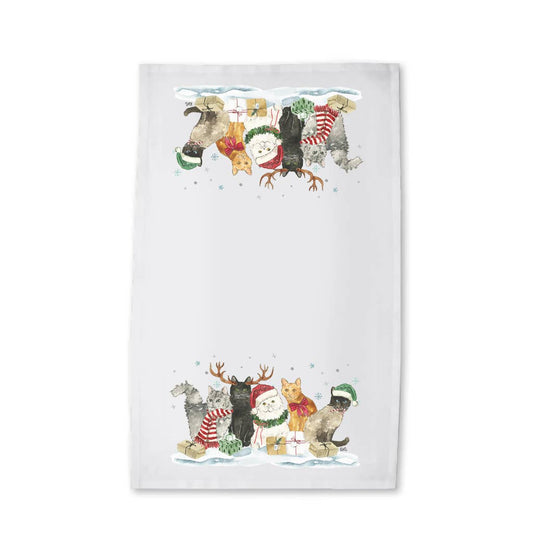 Christmas Cats Kitchen Towel - Holiday Tea Towel