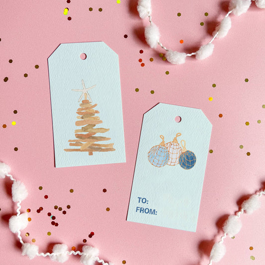Driftwood Christmas Tree Holiday Gift Tags, Set of 8