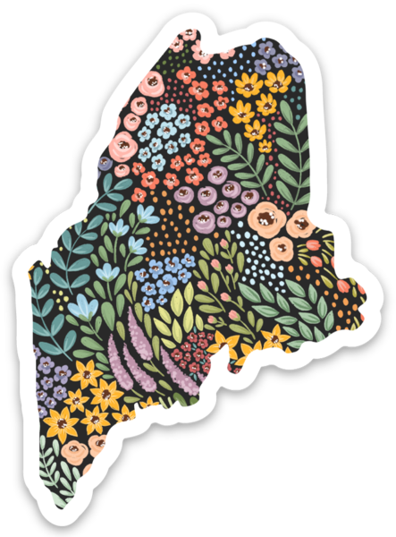 Maine Floral State Sticker, 3x3 in.: Sunny Poppies