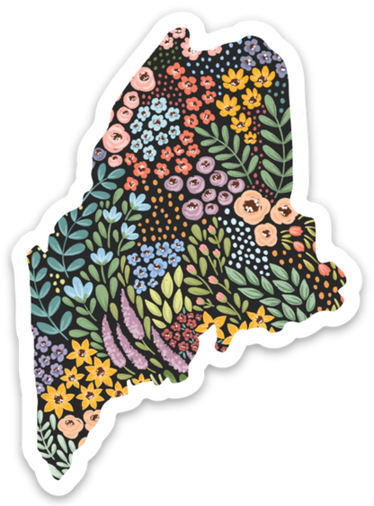 Maine Floral State Sticker, 3x3 in.: Sunny Poppies