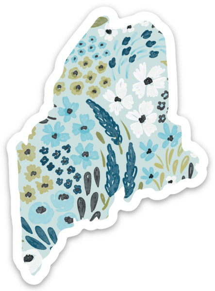 Maine Floral State Sticker, 3x3 in.: Sunny Poppies