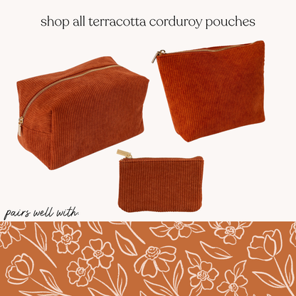Terracotta Corduroy Coin Pouch