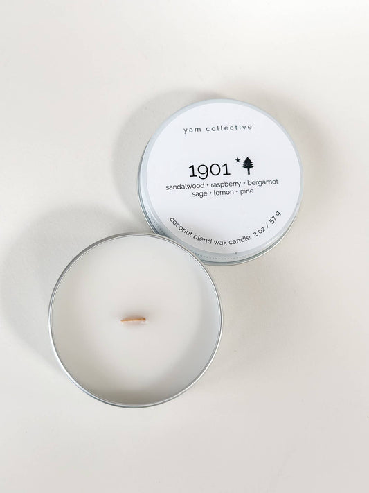 1901 - 2 oz Pine + Fig Leaf Travel Tin Candle