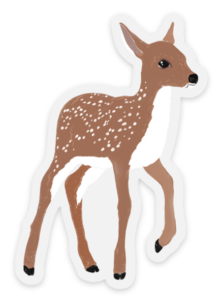 Clear Fawn Sticker, 3x1.75in