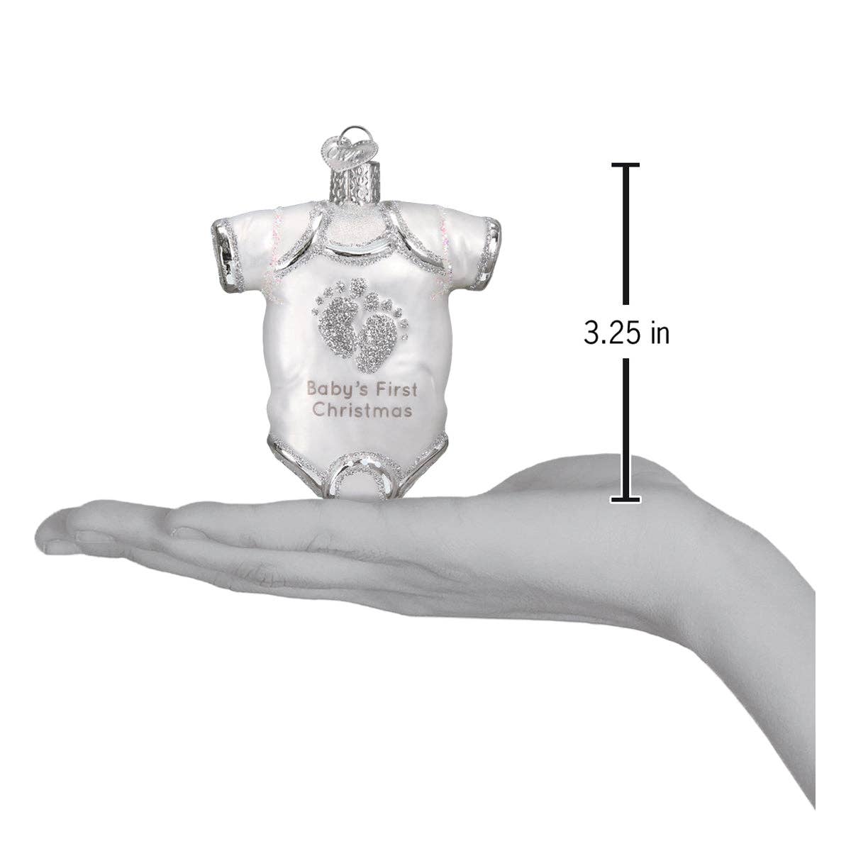White Baby Onesie Ornament: 32340 / 12_8_6_10_S / 3.25 X 2.75 X 1