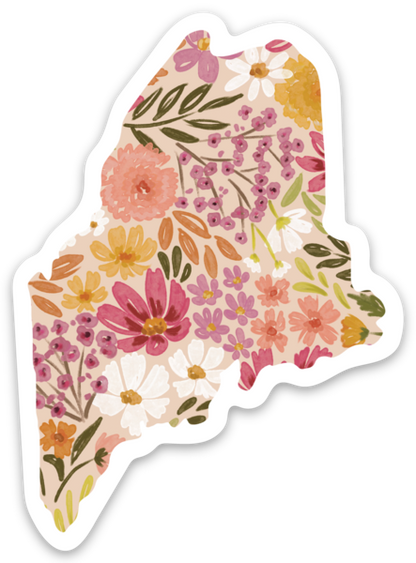 Maine Floral State Sticker, 3x3 in.: Sunny Poppies
