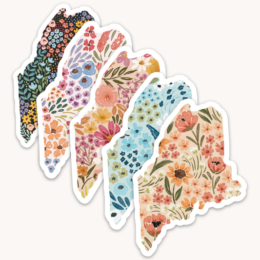 Maine Floral State Sticker, 3x3 in.: Sunny Poppies