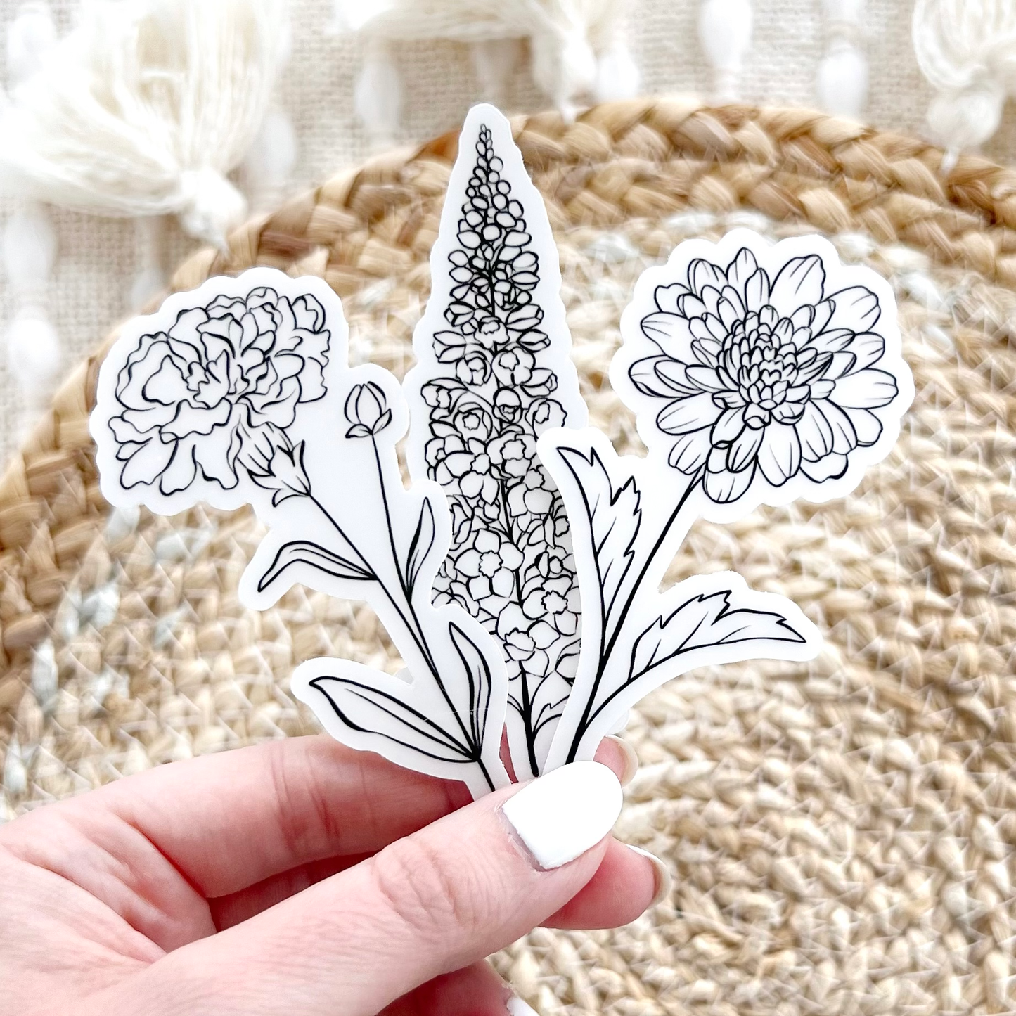 July Birth Month Flower: Larkspur Sticker, 1.2x3.5in.