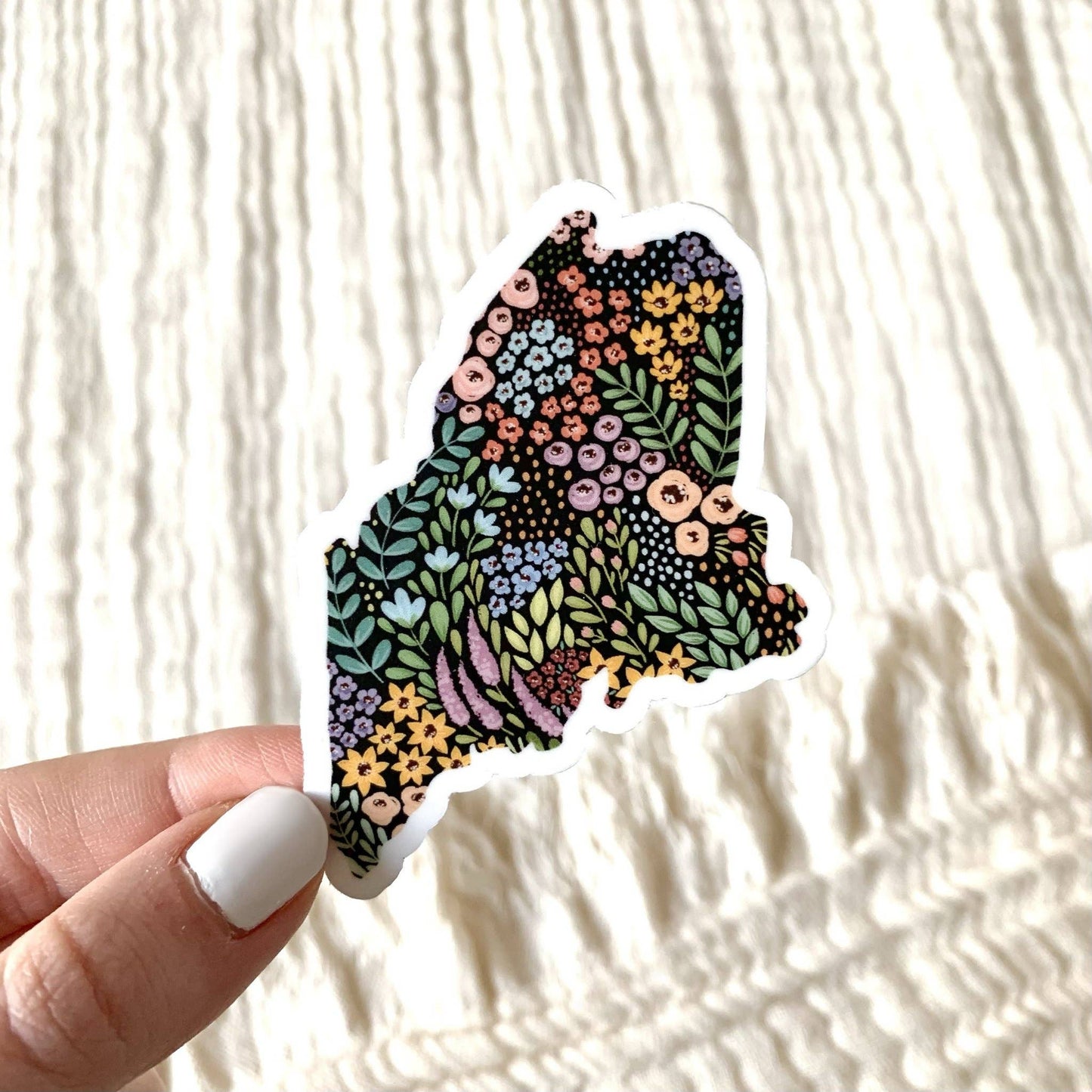 Maine Floral State Sticker, 3x3 in.: Sunny Poppies