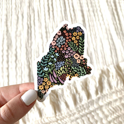 Maine Floral State Sticker, 3x3 in.: Sunny Poppies