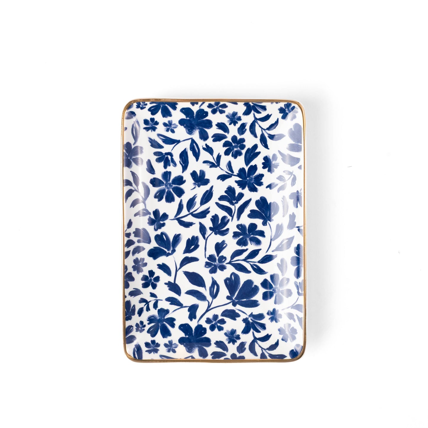 Porcelain Floral Rectangular Trinket Dish