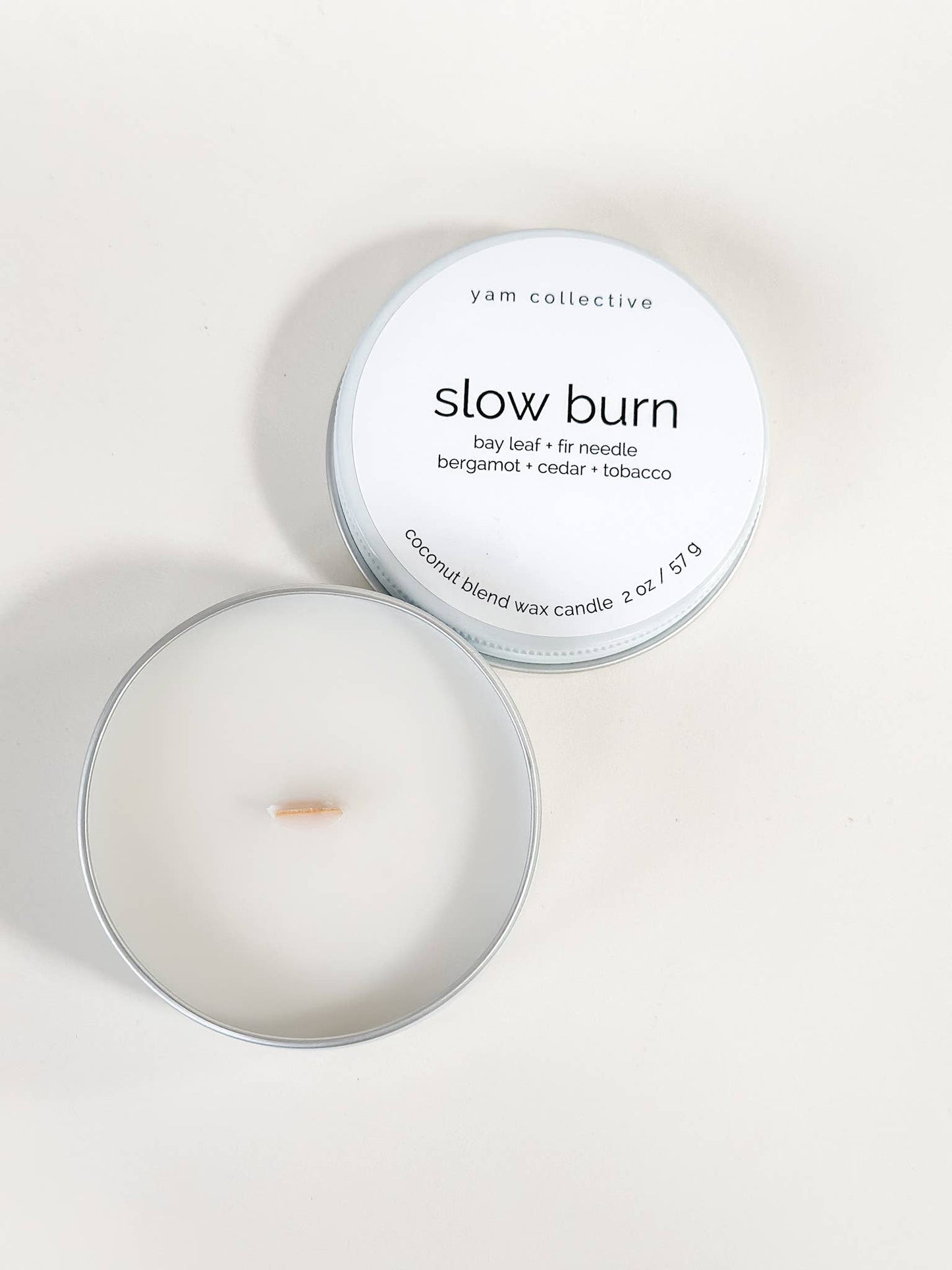 Slow Burn - 2 oz Tobacco + Bay Leaf Travel Tin Candle
