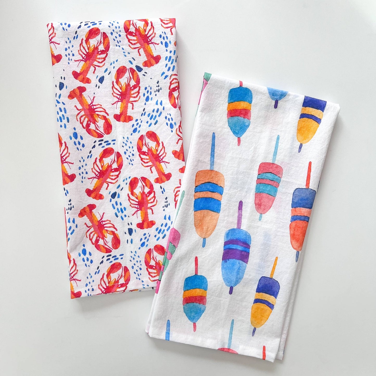 Colorful Buoys Kitchen Towel | Lobster Buoy Tea Towel - kennedy and co
