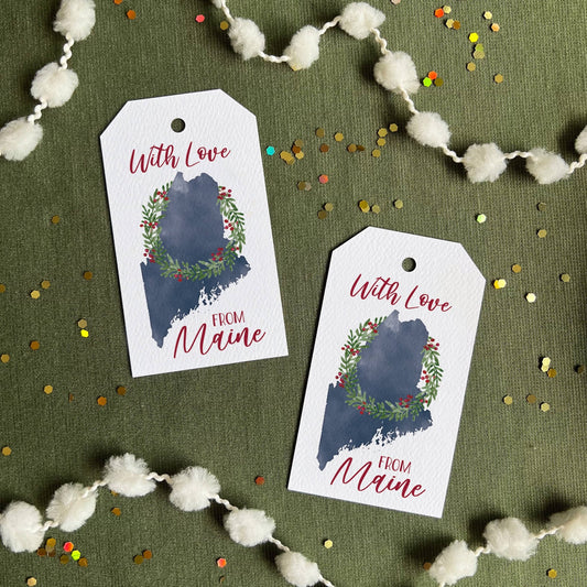 'With Love from Maine' Holiday Gift Tags | Maine Christmas - kennedy and co