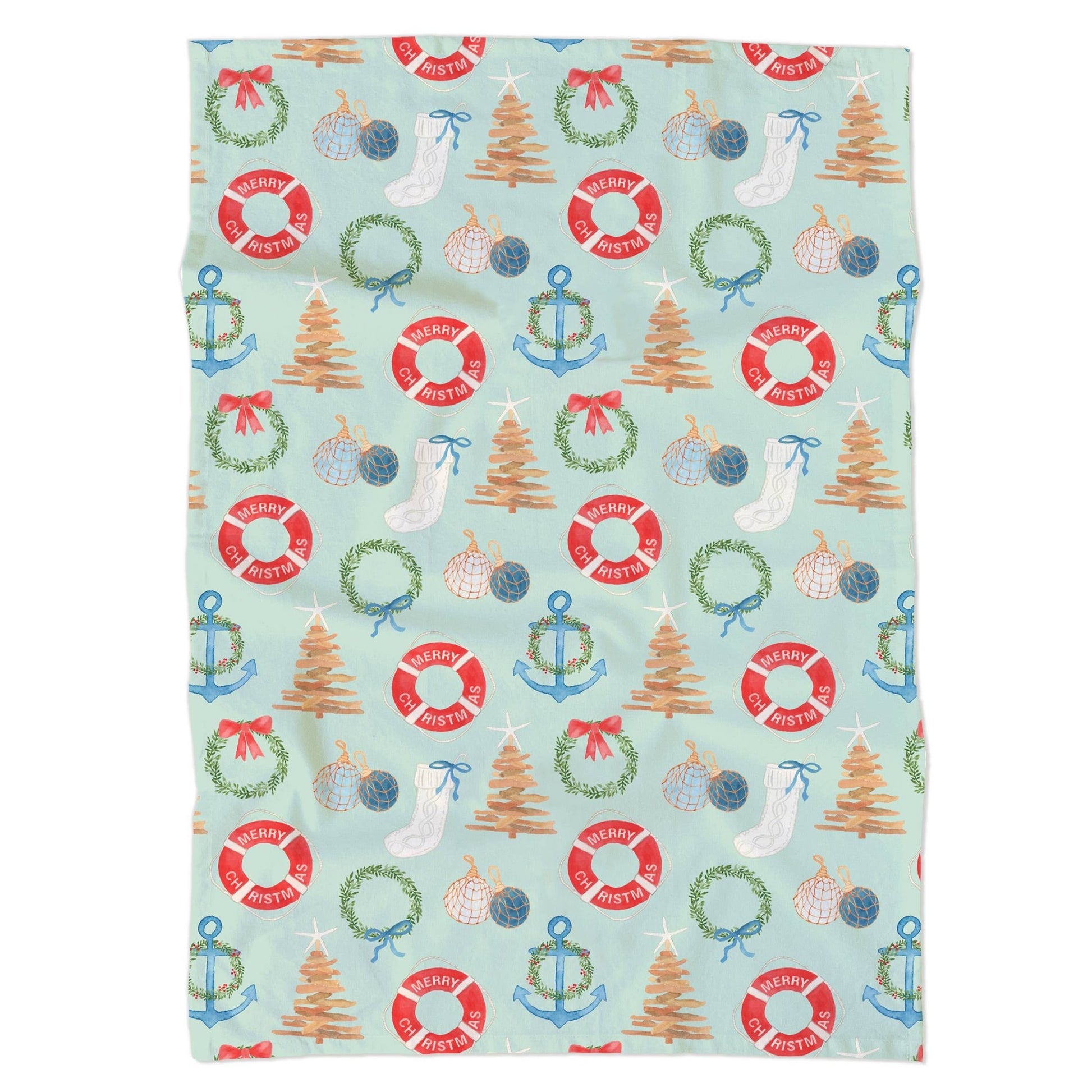 Coastal Christmas Tea Towel | Coastal Holiday Dish Towel - kennedy and co