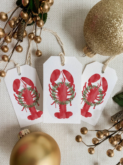 Holiday Lobster Gift Tag, Set of 8 | Maine Christmas Lobster - kennedy and co