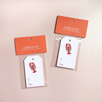 Holiday Lobster Gift Tag, Set of 8 | Maine Christmas Lobster - kennedy and co