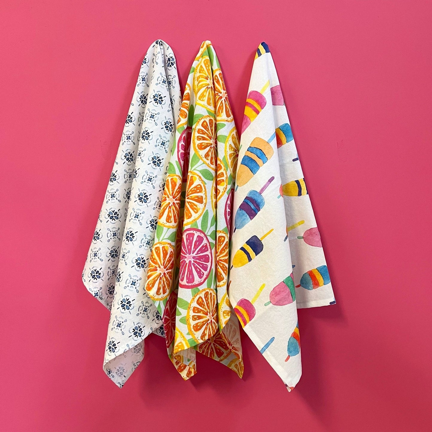 Colorful Buoys Kitchen Towel | Lobster Buoy Tea Towel - kennedy and co