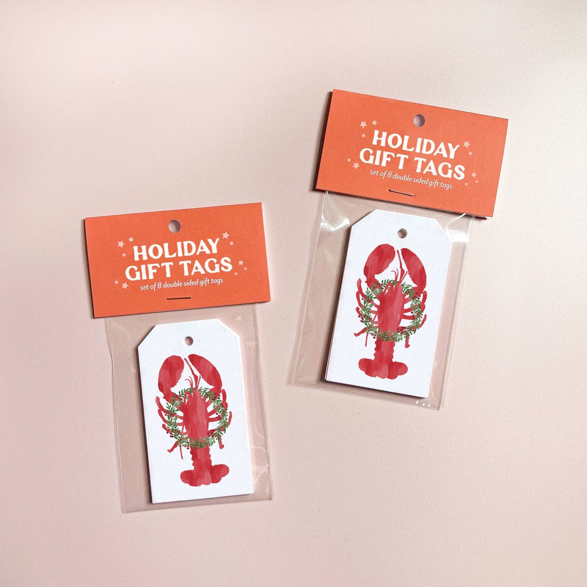 Holiday Lobster Gift Tag, Set of 8 | Maine Christmas Lobster - kennedy and co