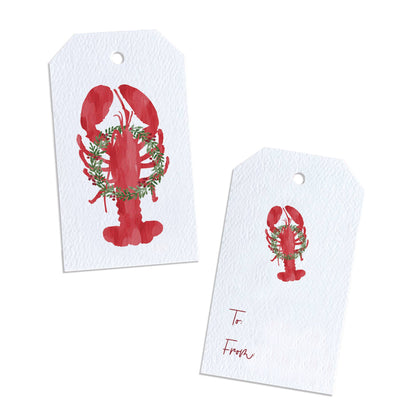 Holiday Lobster Gift Tag, Set of 8 | Maine Christmas Lobster - kennedy and co