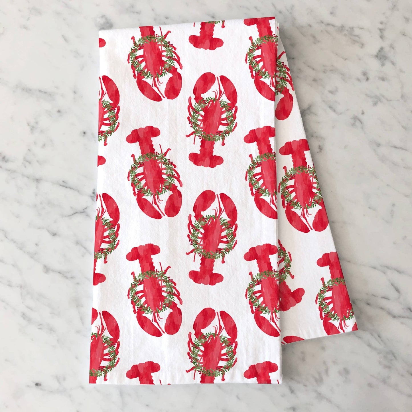 Holiday Lobsters Kitchen Tea Towel | Lobster Dish Towel - kennedy and co