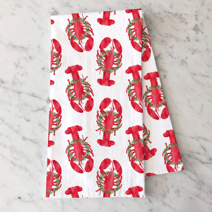 Holiday Lobsters Kitchen Tea Towel | Lobster Dish Towel - kennedy and co