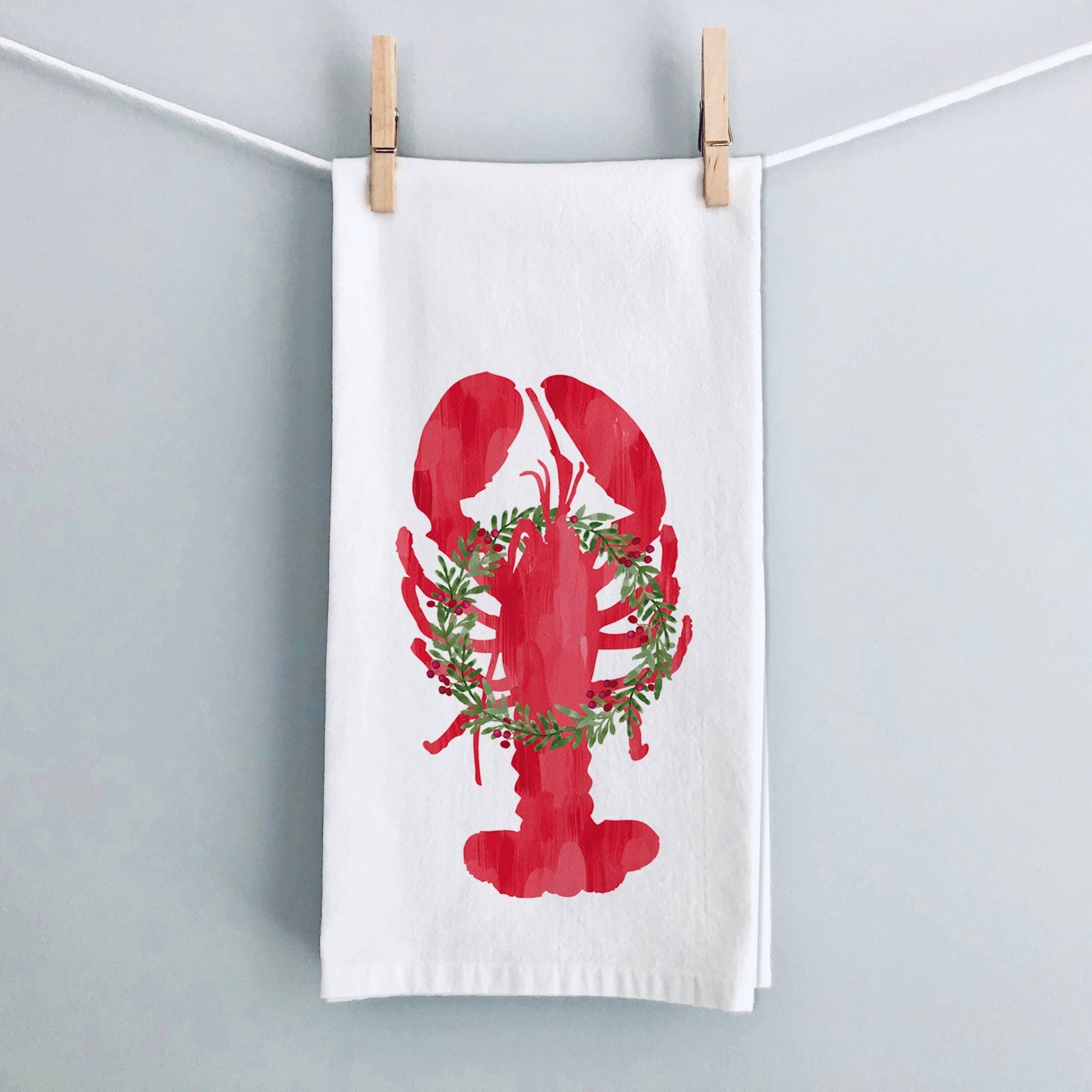 Holiday Lobster Kitchen Tea Towel | Lobster Kitchen Towel - kennedy and co