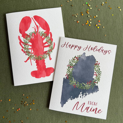 Holiday Lobster Greeting Card | Coastal Christmas Card - kennedy and co