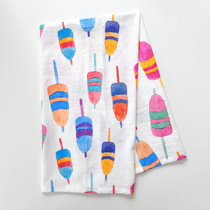 Colorful Buoys Kitchen Towel | Lobster Buoy Tea Towel - kennedy and co