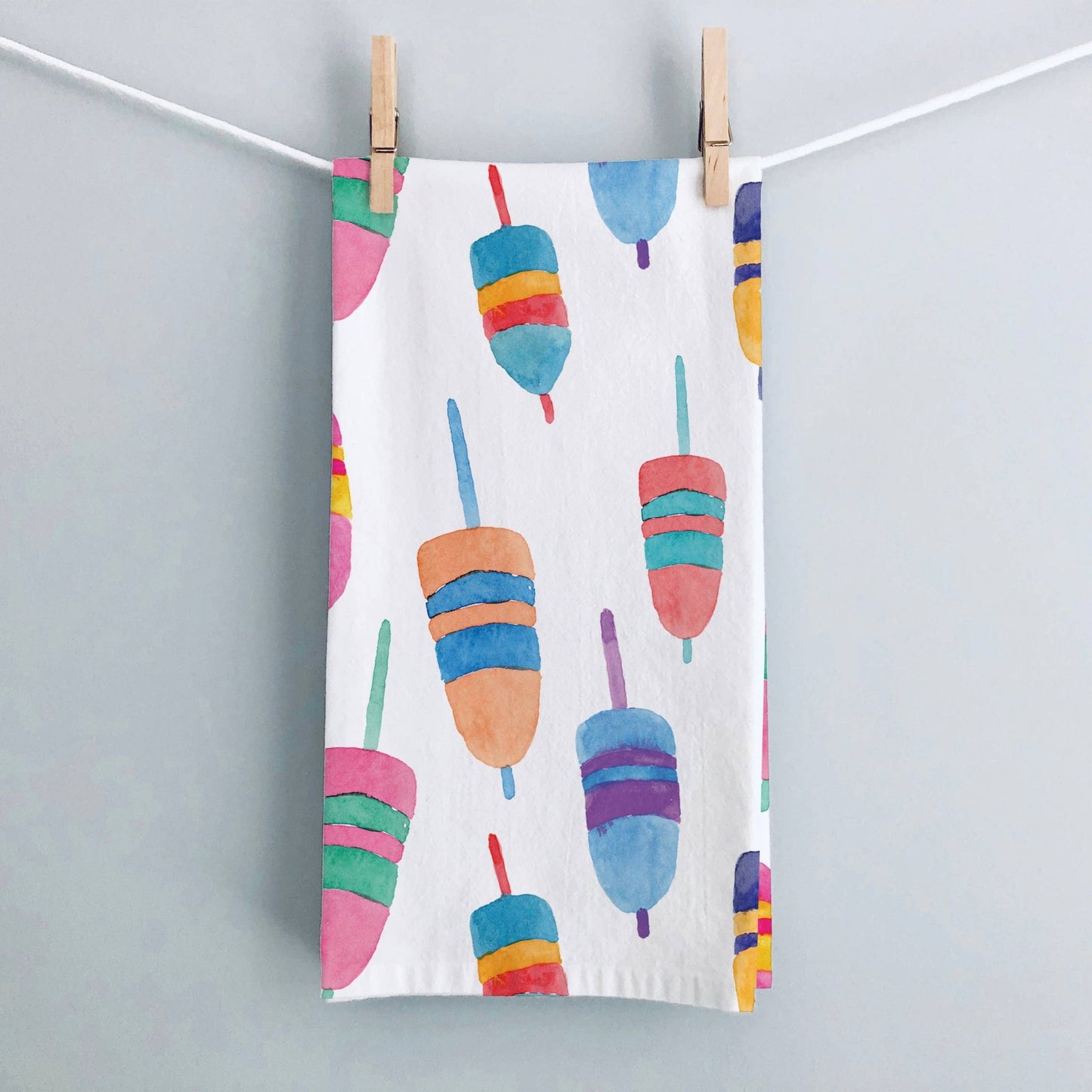 Colorful Buoys Kitchen Towel | Lobster Buoy Tea Towel - kennedy and co