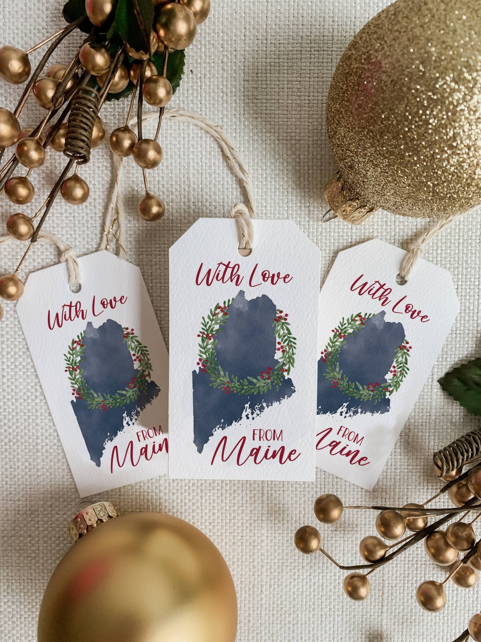 'With Love from Maine' Holiday Gift Tags | Maine Christmas - kennedy and co