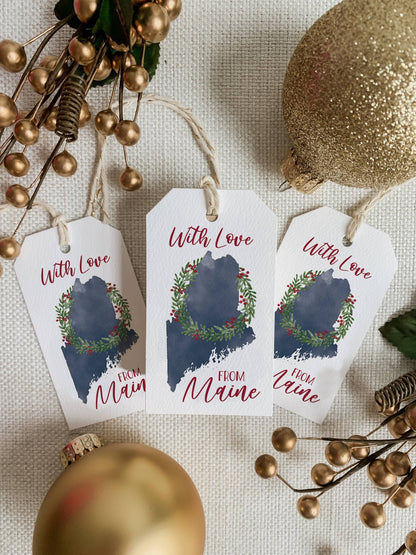 'With Love from Maine' Holiday Gift Tags | Maine Christmas - kennedy and co