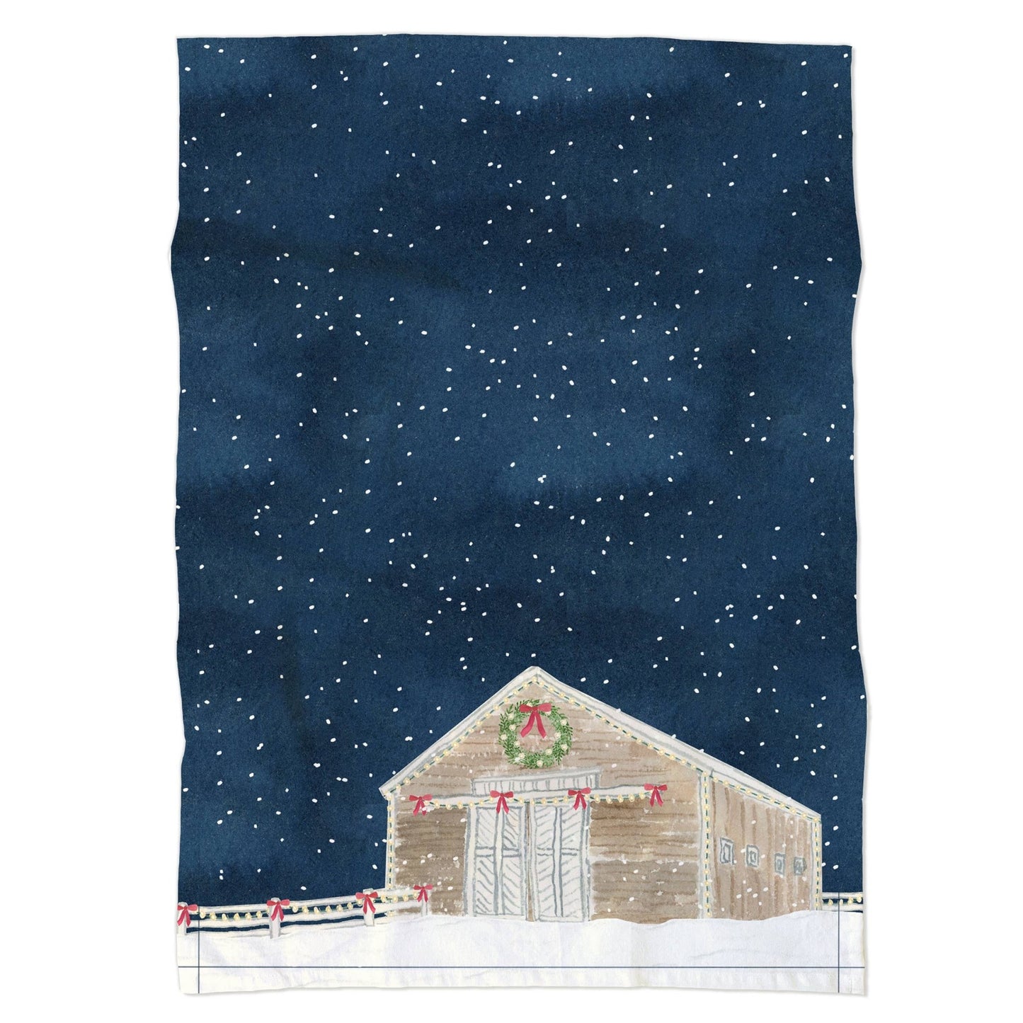 Whimsical Holiday Barn Tea Towel | Holiday Barn Dish Towel - kennedy and co