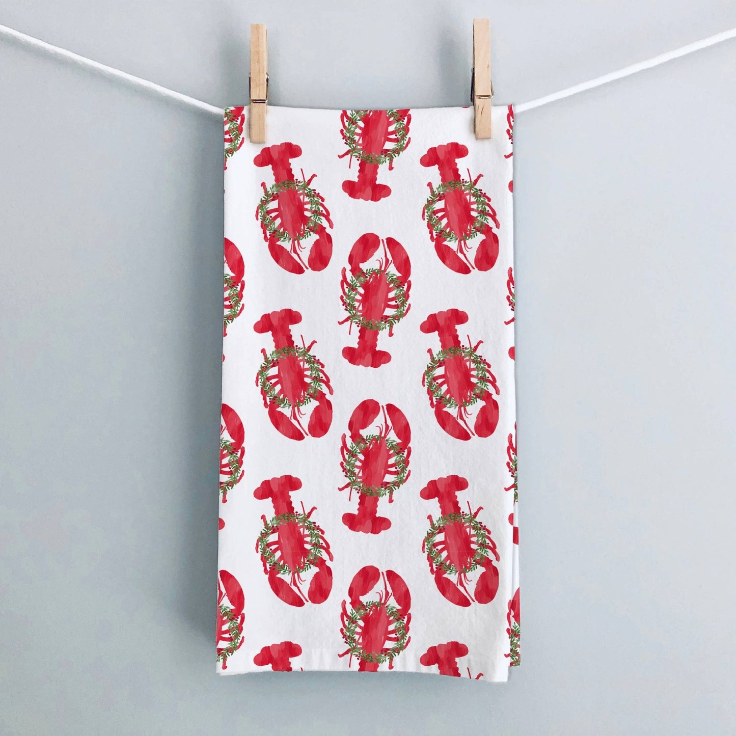 Holiday Lobsters Kitchen Tea Towel | Lobster Dish Towel - kennedy and co
