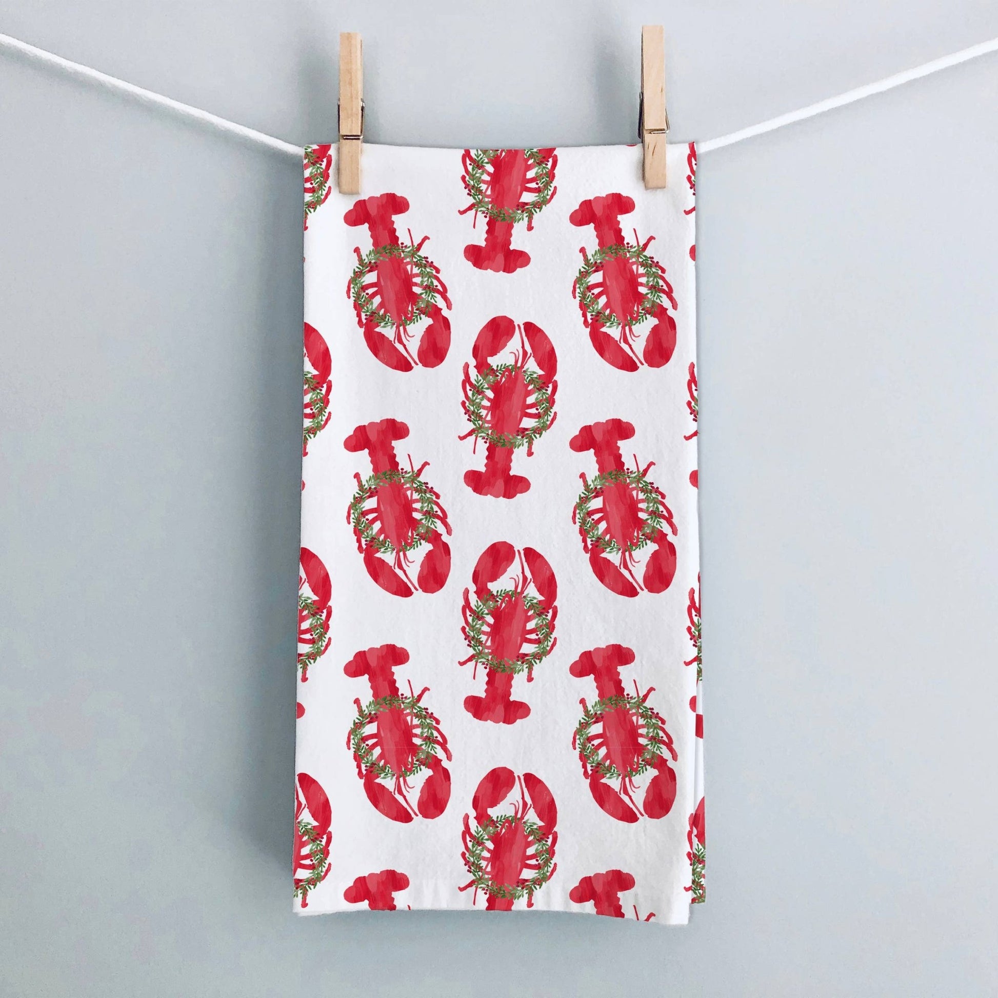 Holiday Lobsters Kitchen Tea Towel | Lobster Dish Towel - kennedy and co